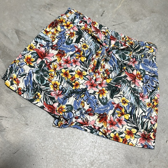 Joe B by Joe Benbasset Linen blend paperbag high waist colorful floral shorts XL - Picture 2 of 8